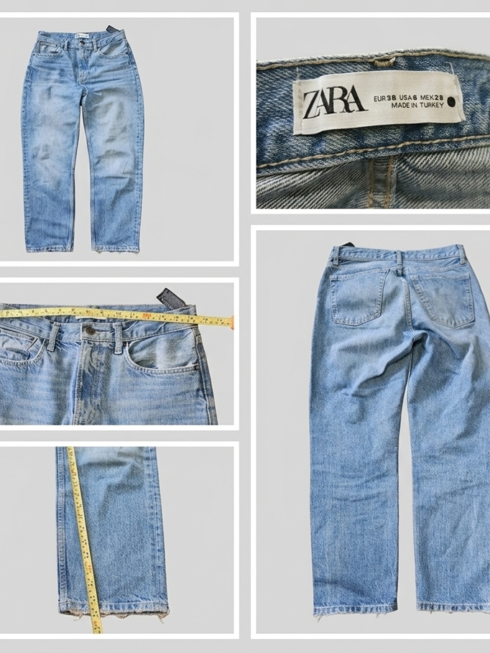 Zara Z1975 High Rise Straight Leg Jeans Light Wash Blue Women’s Size 6 / 38